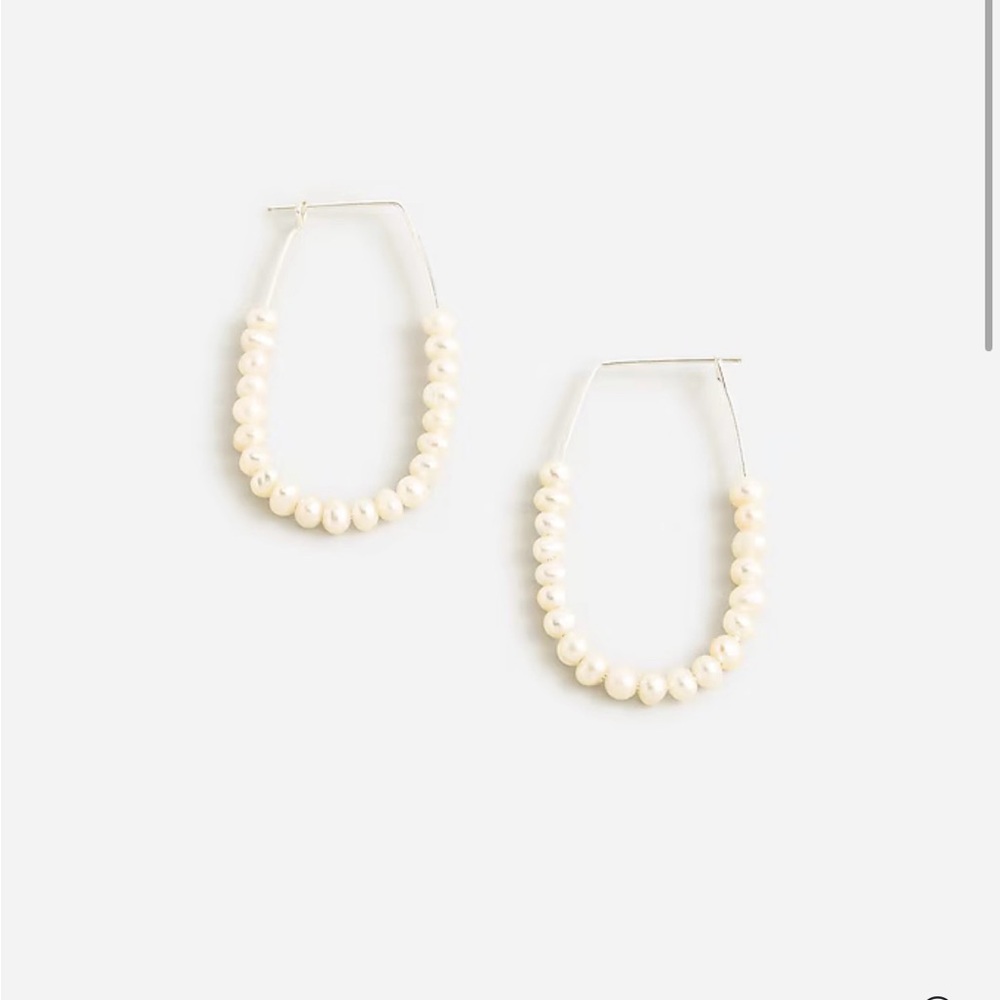 J. Crew Cream Pearl Hoop Earrings